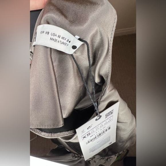 Zara Ruched Slip Dress Midi Satin Feel Size XS Grey Cocktail Party - Picture 6 of 10